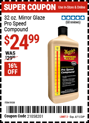 MEGUIAR'S: 32 oz. Mirror Glaze Pro Speed Compound