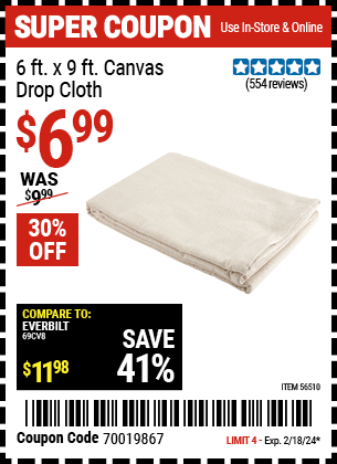 HFT: 6 x 9 Canvas Drop Cloth