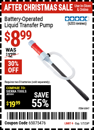 HFT: Battery-Operated Liquid Transfer Pump