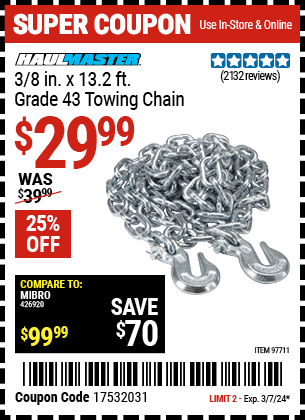 HAUL-MASTER: 3/8 in. x 13.2 ft. Grade 43 Towing Chain