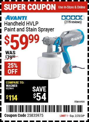 AVANTI Handheld HVLP Paint & Stain Sprayer - coupon