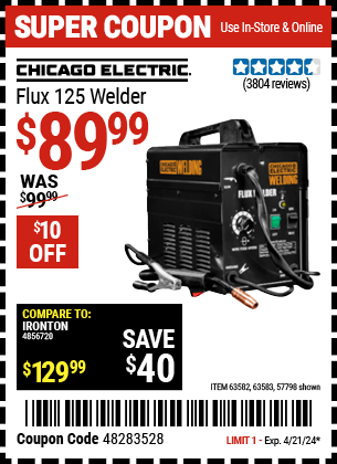 CHICAGO ELECTRIC: Flux 125 Welder