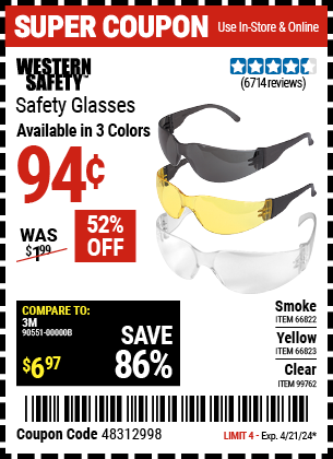 WESTERN SAFETY: Safety Glasses with Clear Lenses