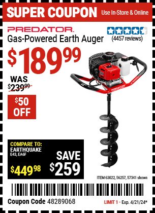 PREDATOR: Gas Powered Earth Auger