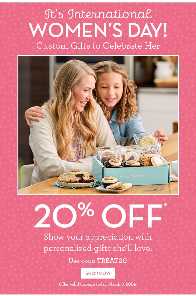 It’s International Women's Day! Custom Gifts to Celebrate Her 20% Off - Show your appreciation with personalized gifts she’ll love.