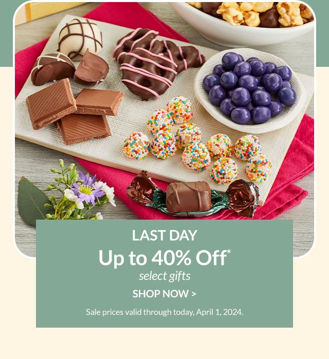 Last Day - Up to 40% Off