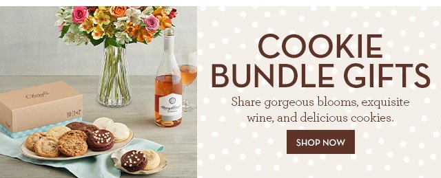 Cookie Bundle Gifts - Share gorgeous blooms, exquisite wine, and delicious cookies.