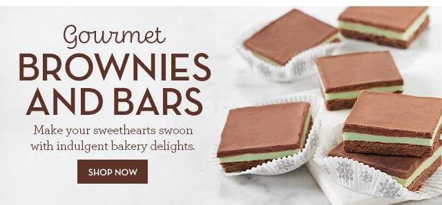 Gourmet Brownies and Bars - Make your sweethearts swoon with indulgent bakery delights.