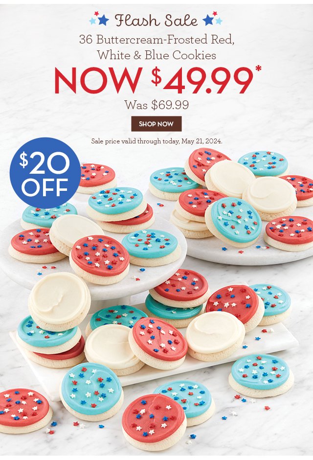 Flash Sale - 36 Buttercream Frosted Red, White & Blue Cookies - Now \\$49.99