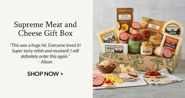 Supreme Meat and Cheese Gift Box - 'This was a huge hit. Everyone loved it! Super tasty relish and mustard! I will definitely order this again.' - Alison