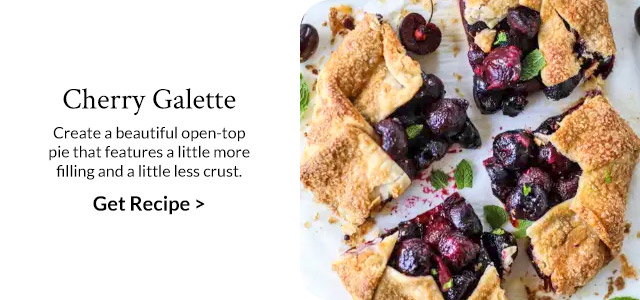 Cherry Galette - Create a beautiful open-top pie that features a little more filling and a little less crust. Get Recipe >