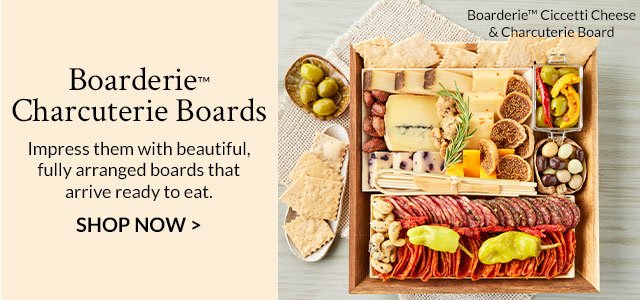 Boarderie Charcuterie Boards - Impress them with beautiful, fully arranged boards that arrive ready to eat.