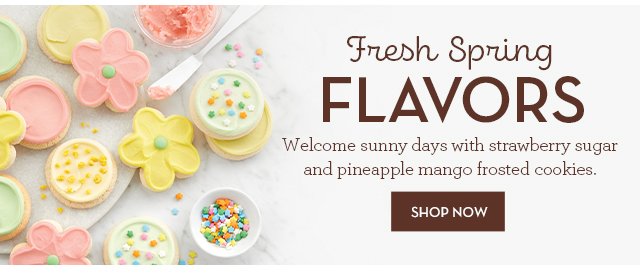 Fresh Spring Flavors - Welcome sunny days with strawberry sugar and pineapple mango frosted cookies.