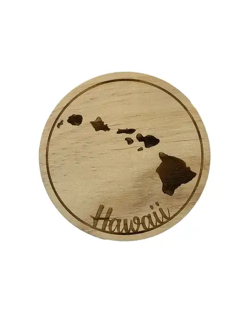 HIC Hawaiian Islands Wood Coaster