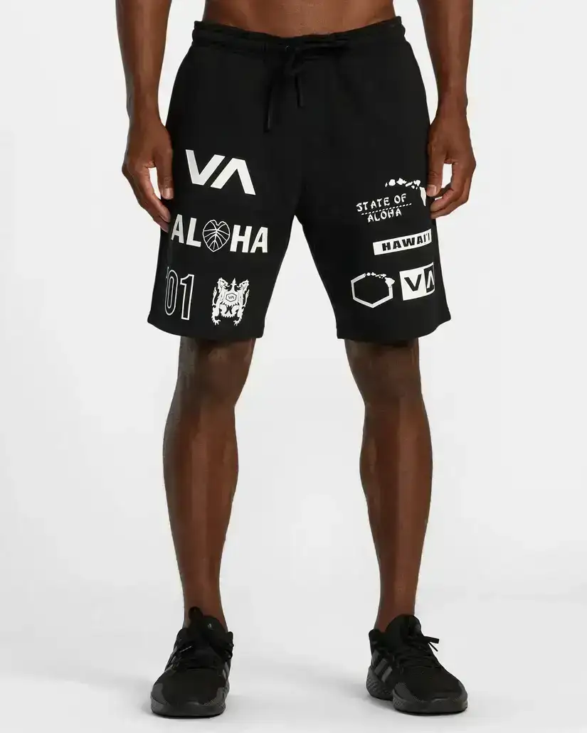 RVCA HAWAII ALL BRAND SPORT SHORT - BLACK