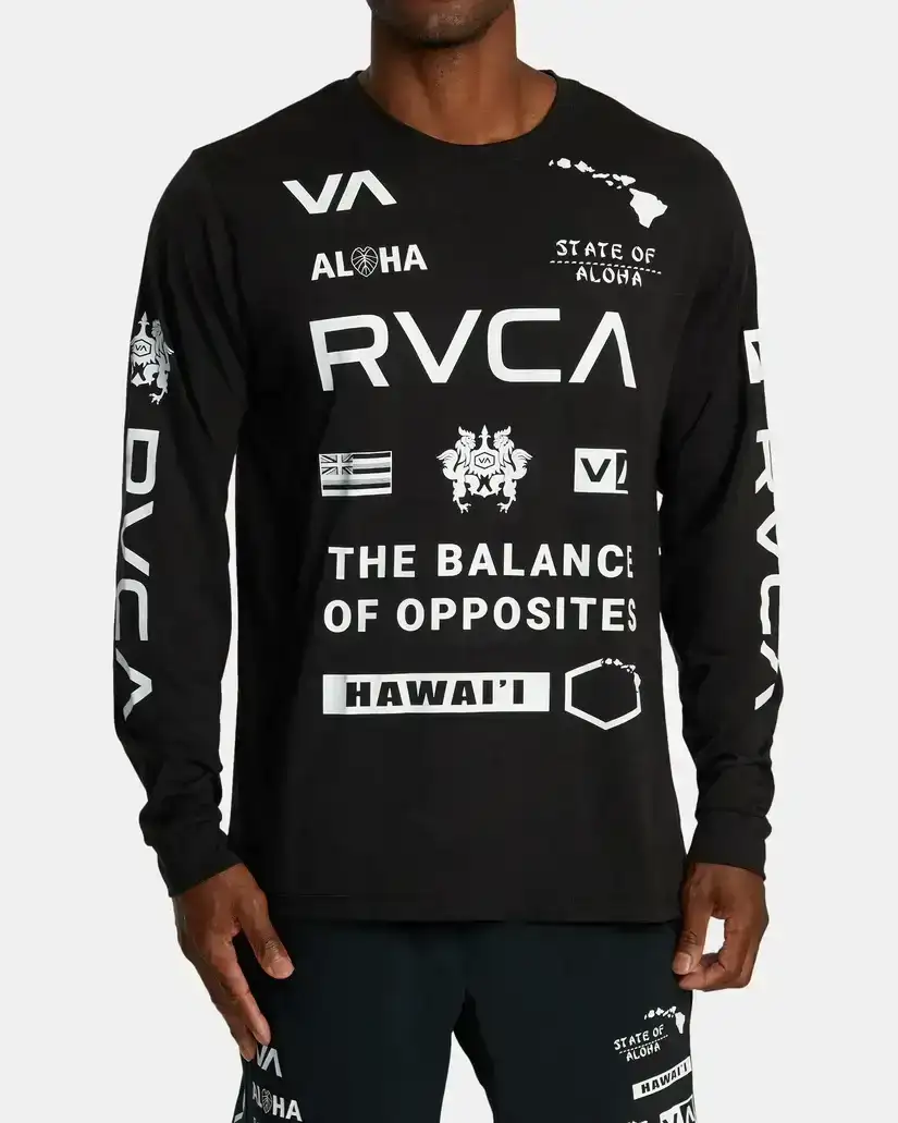 RVCA HAWAII ALL BRAND SPORT TECH LONG SLEEVE - BLACK