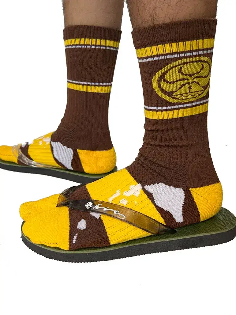 HIC VARSITY SOCKS - BROWN/GOLD