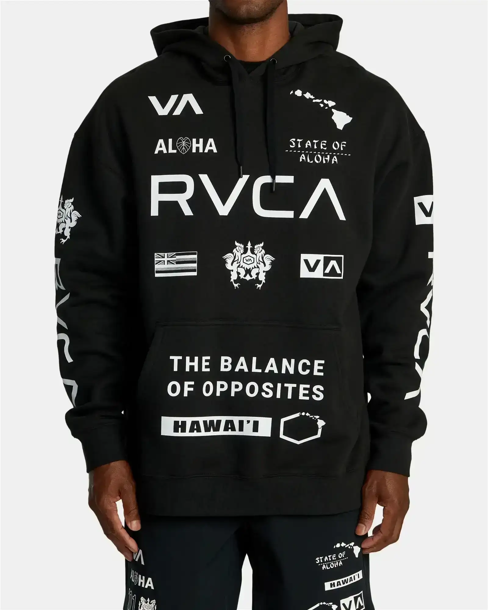 RVCA HAWAII ALL BRAND HOODIE - BLACK