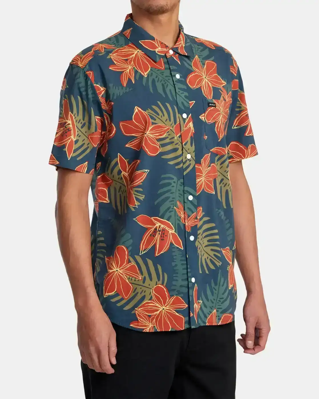 RVCA WILD HIBISCUS WOVEN - BLUE