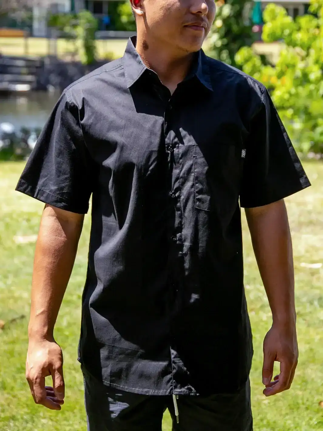 HIC ARVADA SOLID BUTTON DOWN WOVEN - BLACK