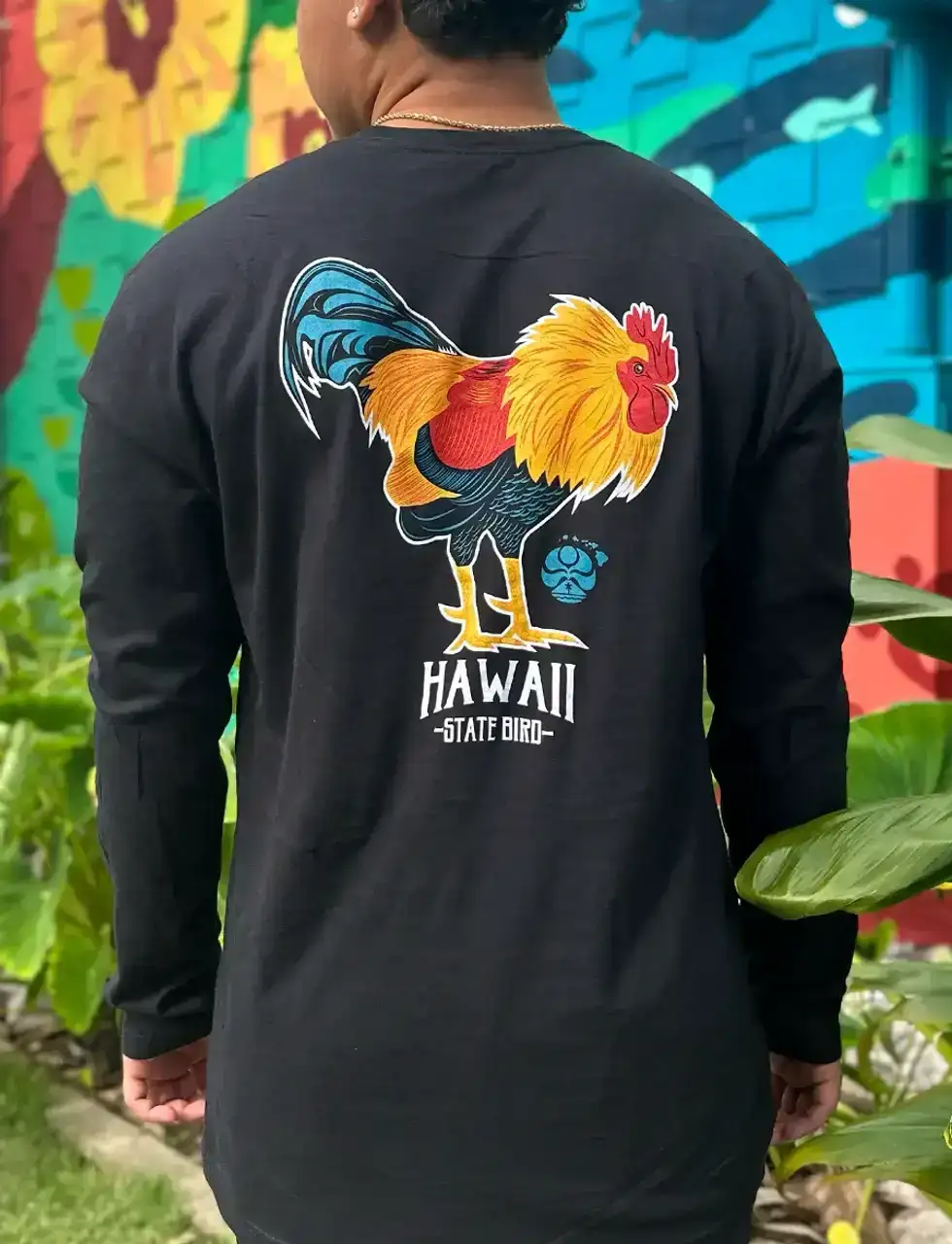 HIC HI State Rooster Long Sleeve Tee - BLACK