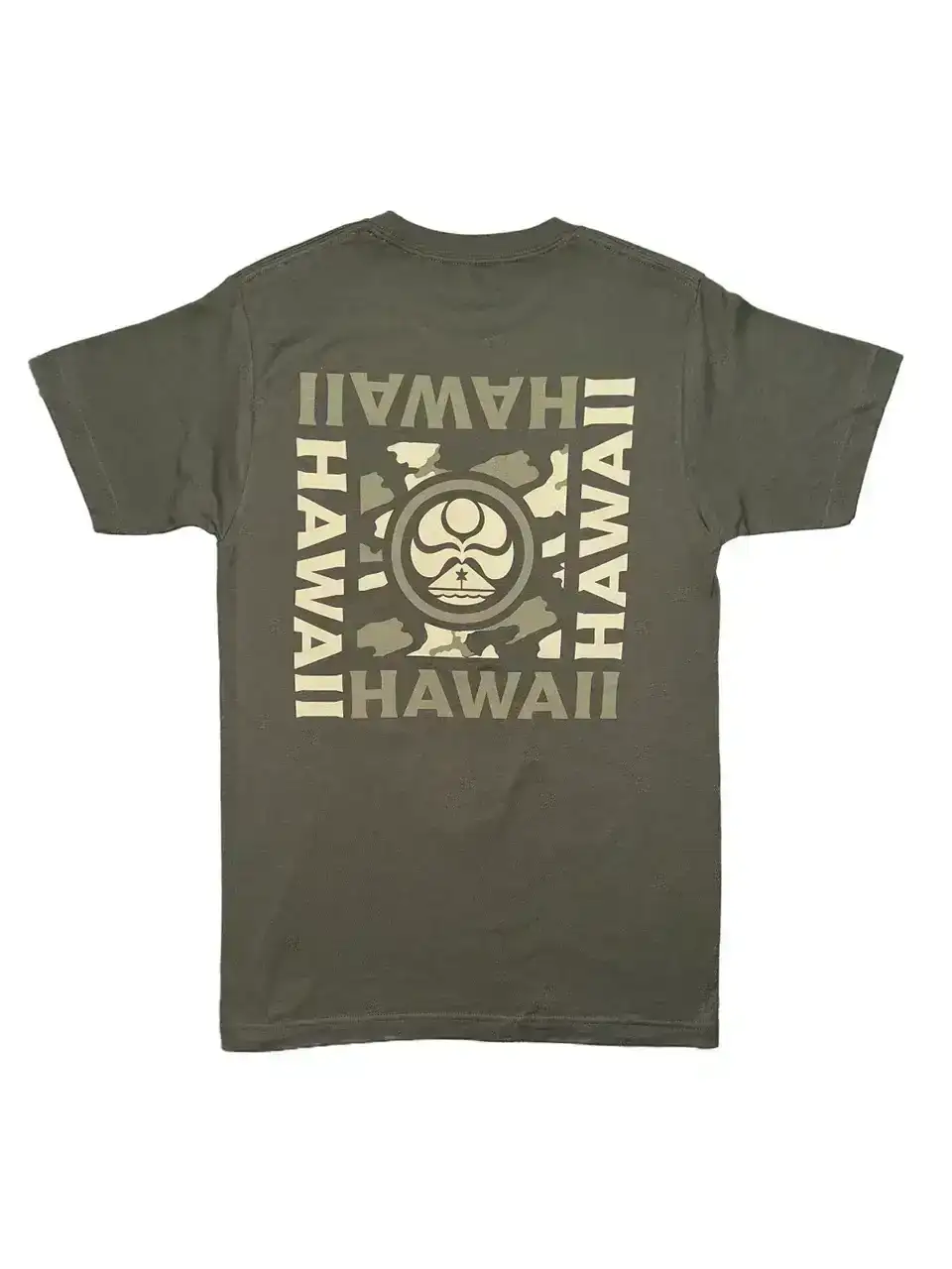 HIC HAWAII CAMO SQUARE TEE- MILITARY GREEN