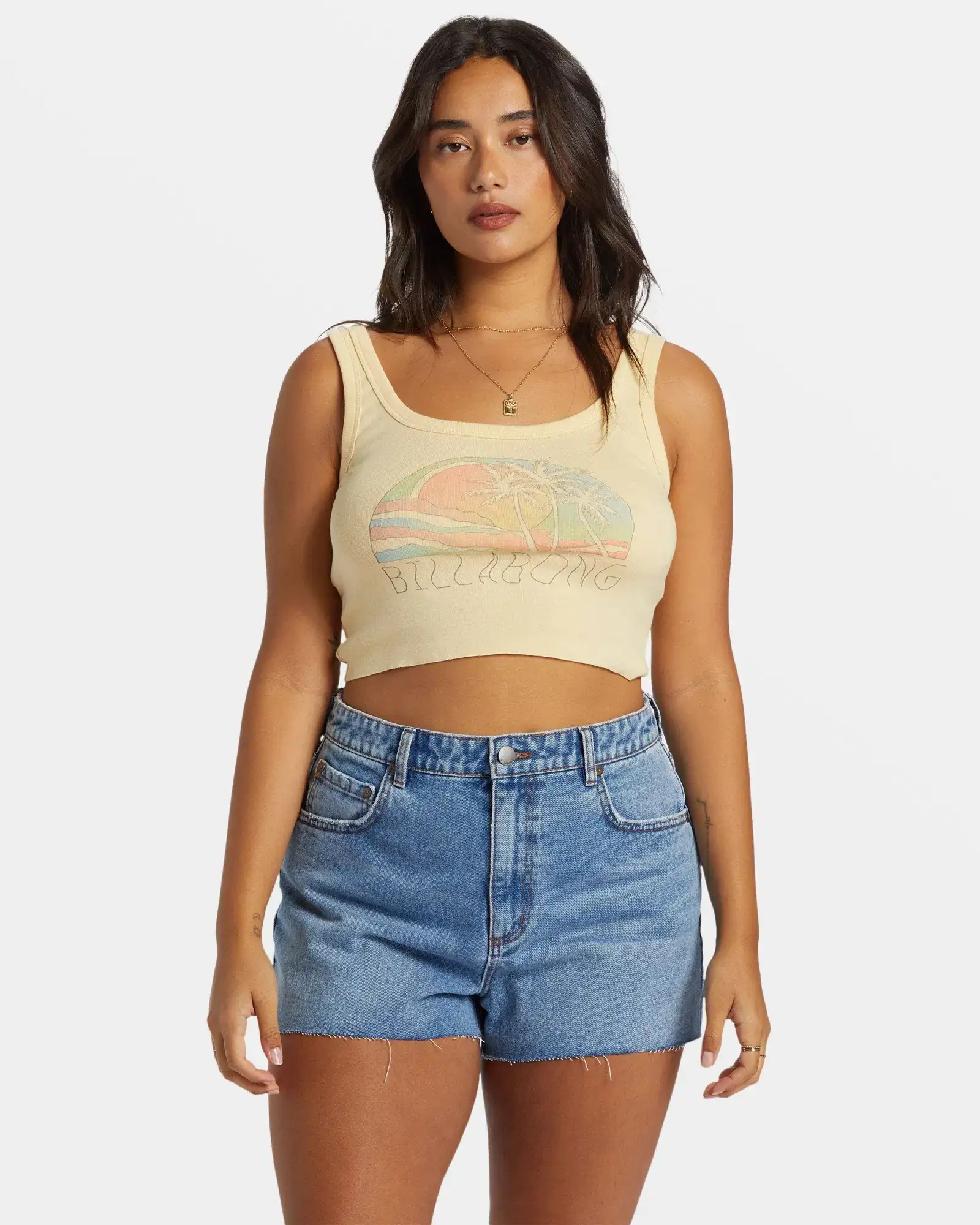 BILLABONG ESCAPE NATURE CROPPED TANK TOP - RETRO YELLOW