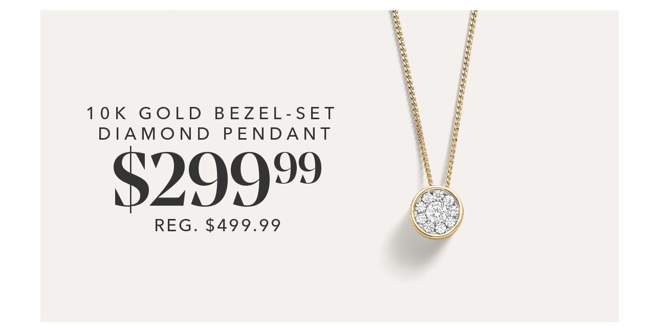 10K Gold Bezel Set Diamond Pendant