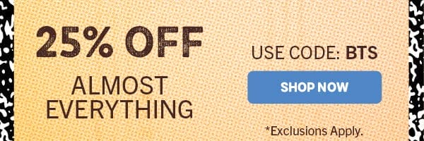 Footer Banner: 25% OFF ALMOST EVERYTHING