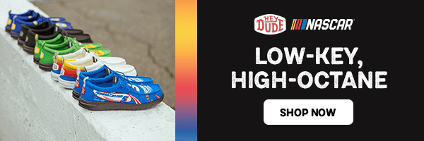 Banner: SHOP HEYDUDE x NASCAR