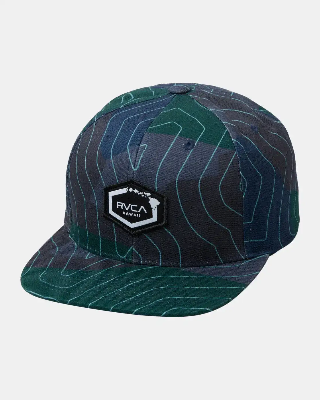 RVCA ISLAND HEX SNAPBACK - HAWAII TOPO CAMO