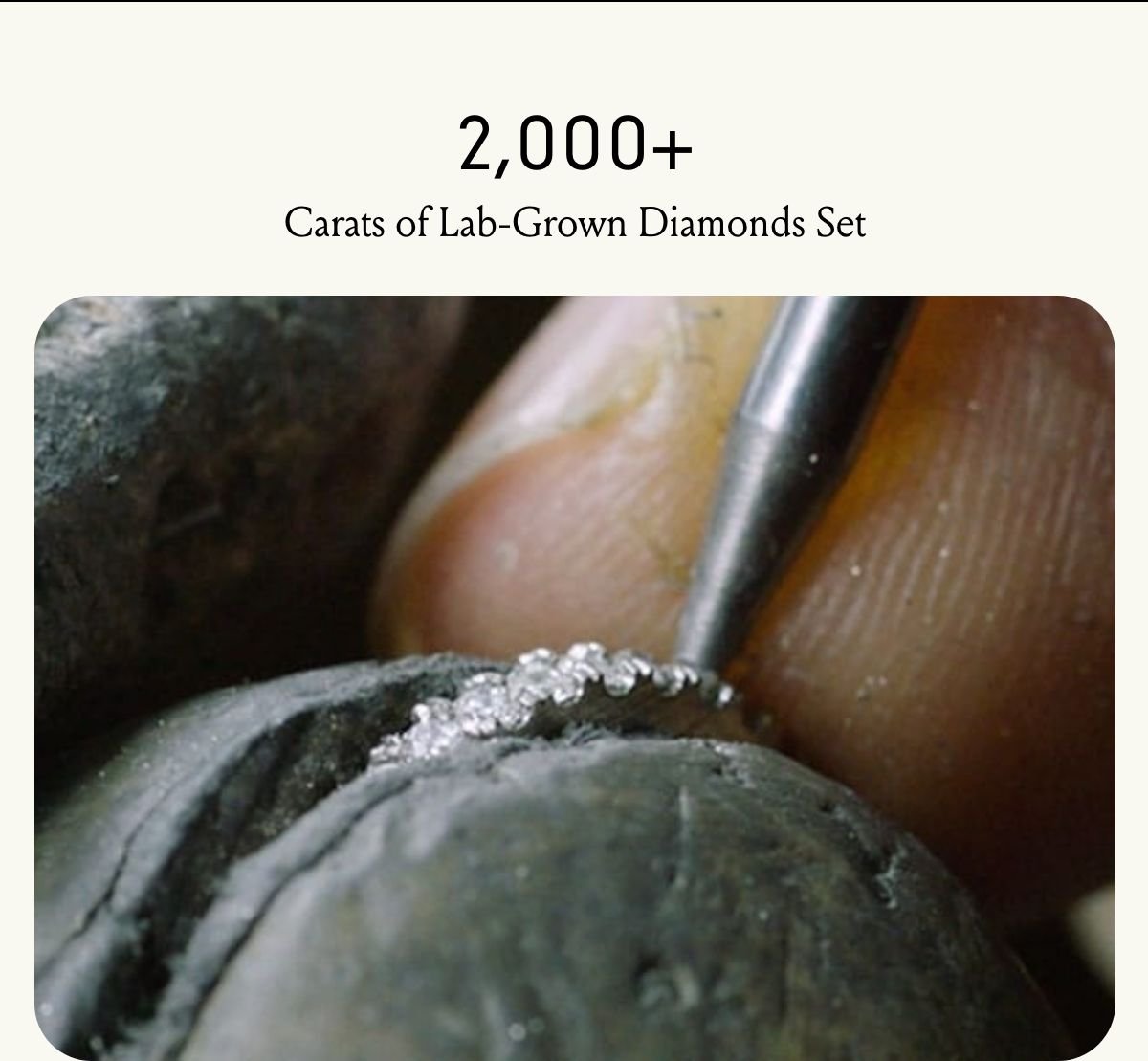 2,000 Carats of lab-grown diamonds set