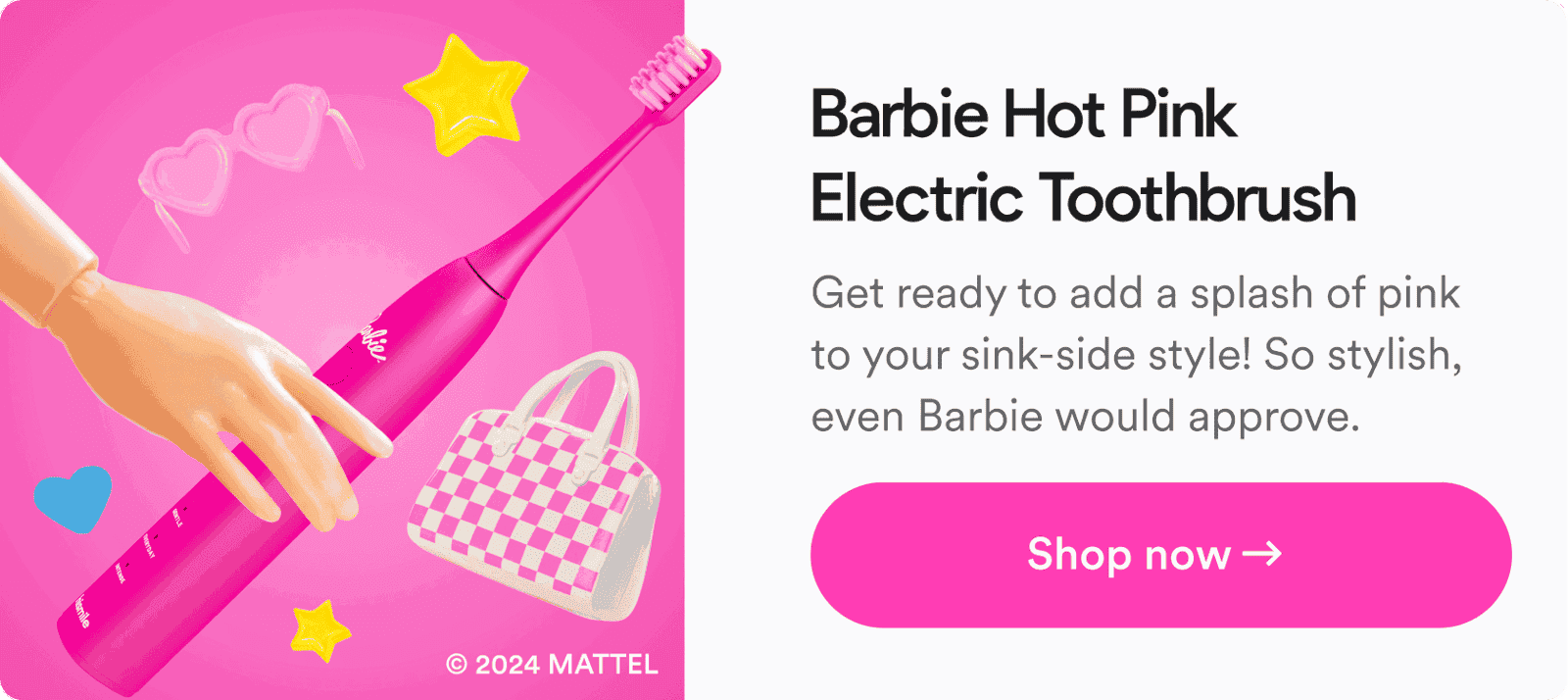 Barbie Hot Pink Electric Toothbrush. Get ready to add a splash of pink to your sink-side style! So stylish, even Barbie would approve. Shop now!