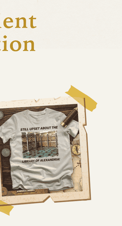 [Featured image of green Library of Alexandria tee]