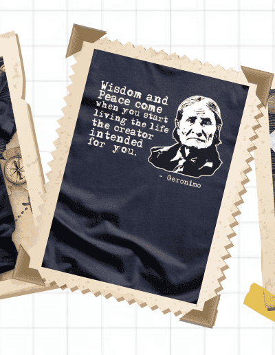 [Featured image of navy Geronimo Wisdom and Peace tee]