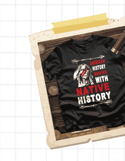 [Featured image of black Native History tee]