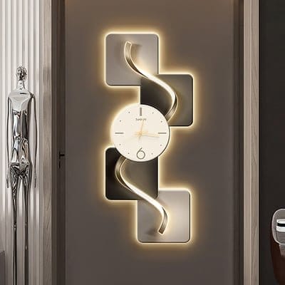 39.4" Large Silent Wall Clock Light Modern Abstract Geometric Decor Art Living Room | Homary 