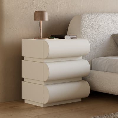 Humply Modern White Leather Smart Nightstand with Wireless Charger Drawers Bedside Table | Homary 