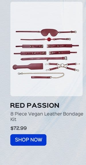 RED PASSION 8 Piece Vegan Leather Bondage Kit