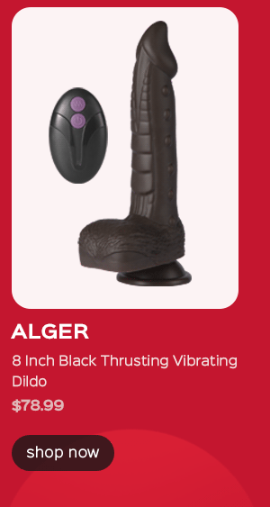 ALGER 8 Inch Black Thrusting Vibrating Dildo