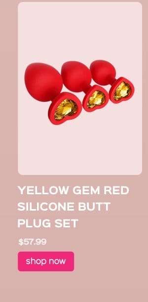 Yellow Gem Red Silicone Butt Plug Set