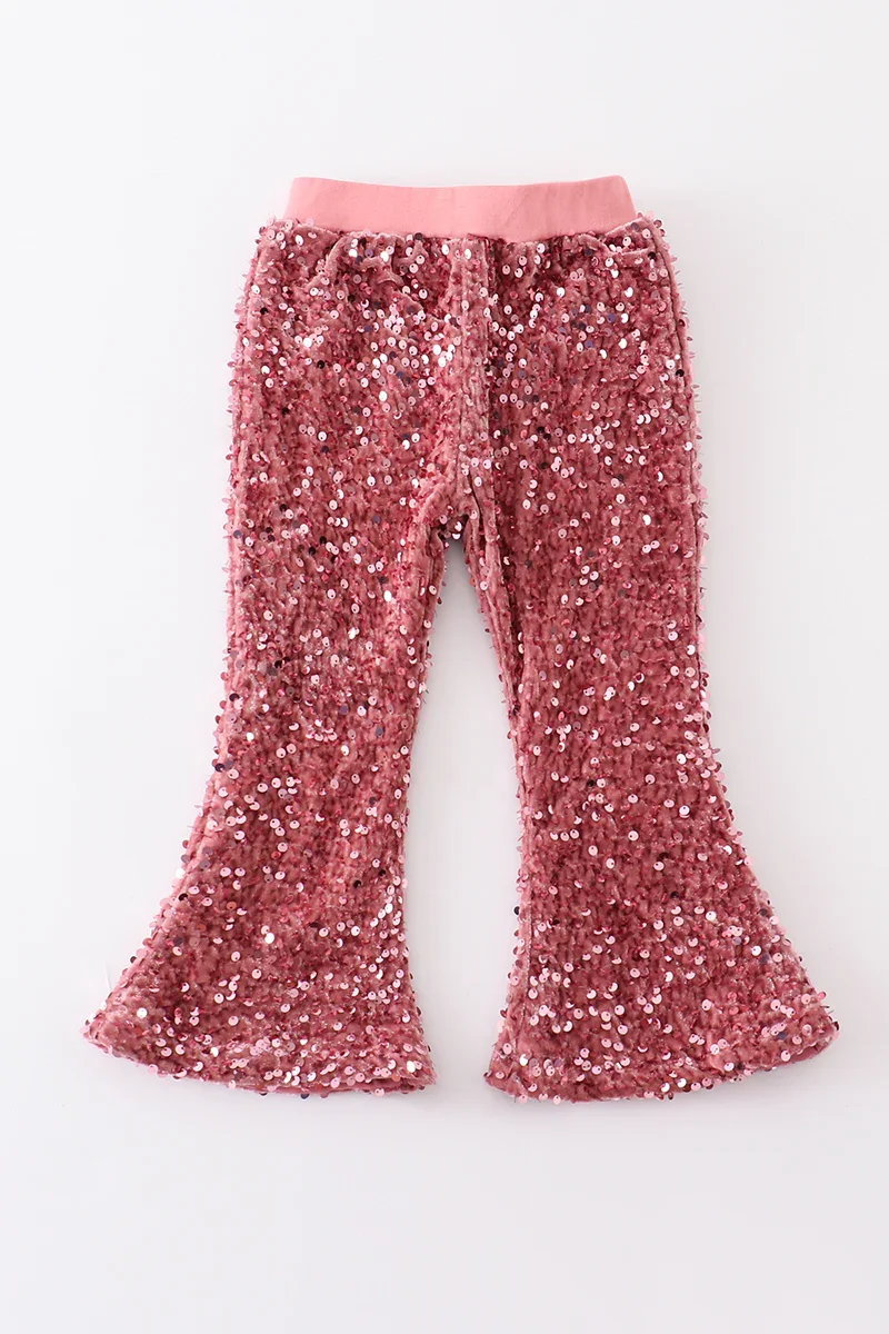 Image of Rose sequin girl pants