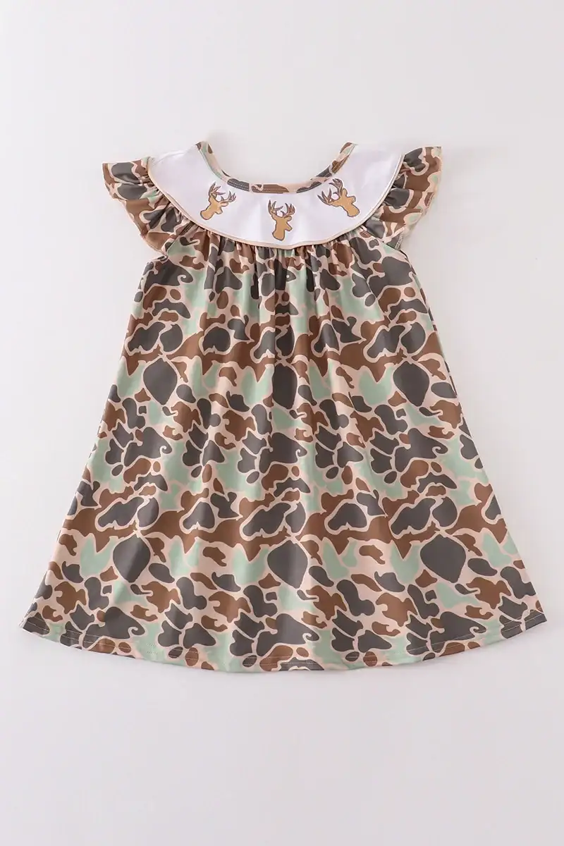 Image of Camouflage antler embroidery dress