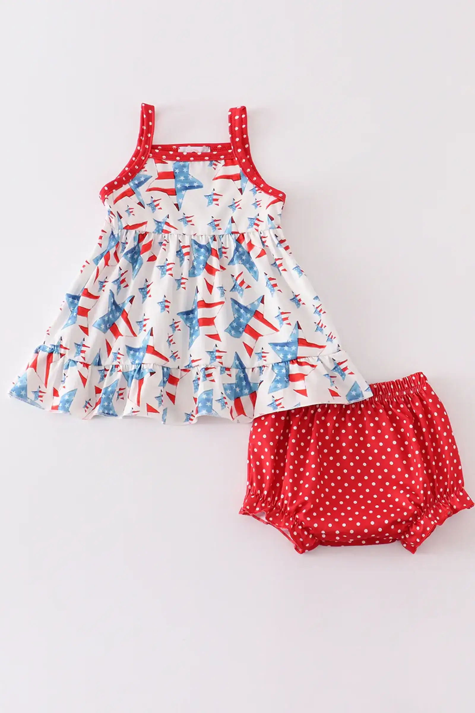 Image of Red patriotic star flag print baby set