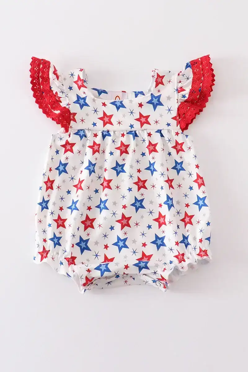 Image of Red patriotic star print girl bubble