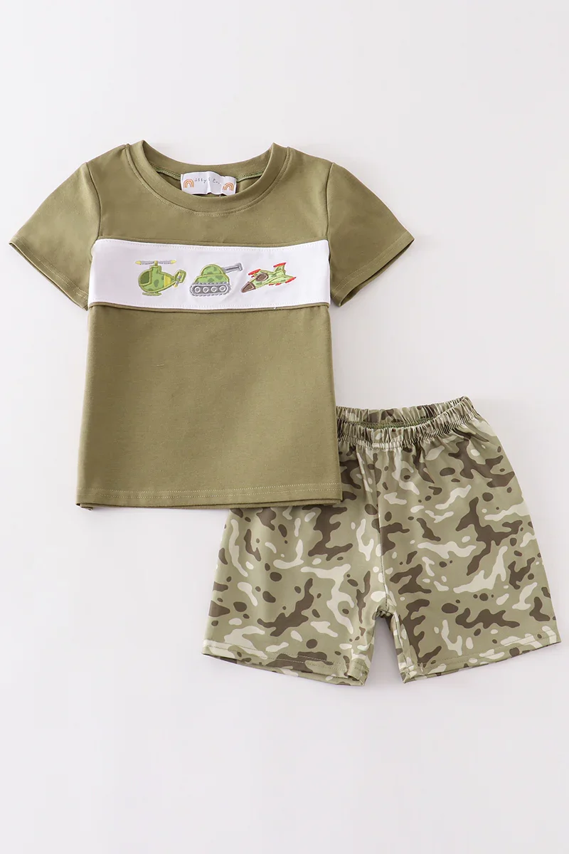 Image of Camouflage helicopter applique boy set