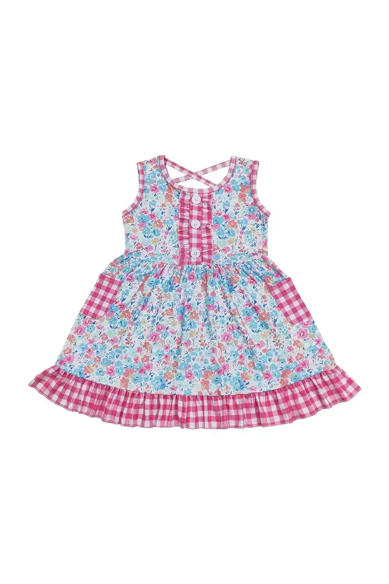 Image of Pink floral plaid dress