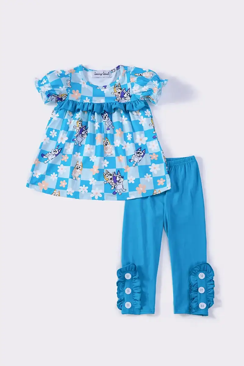 Image of Teal character ruffle set pre order 7-15-2024