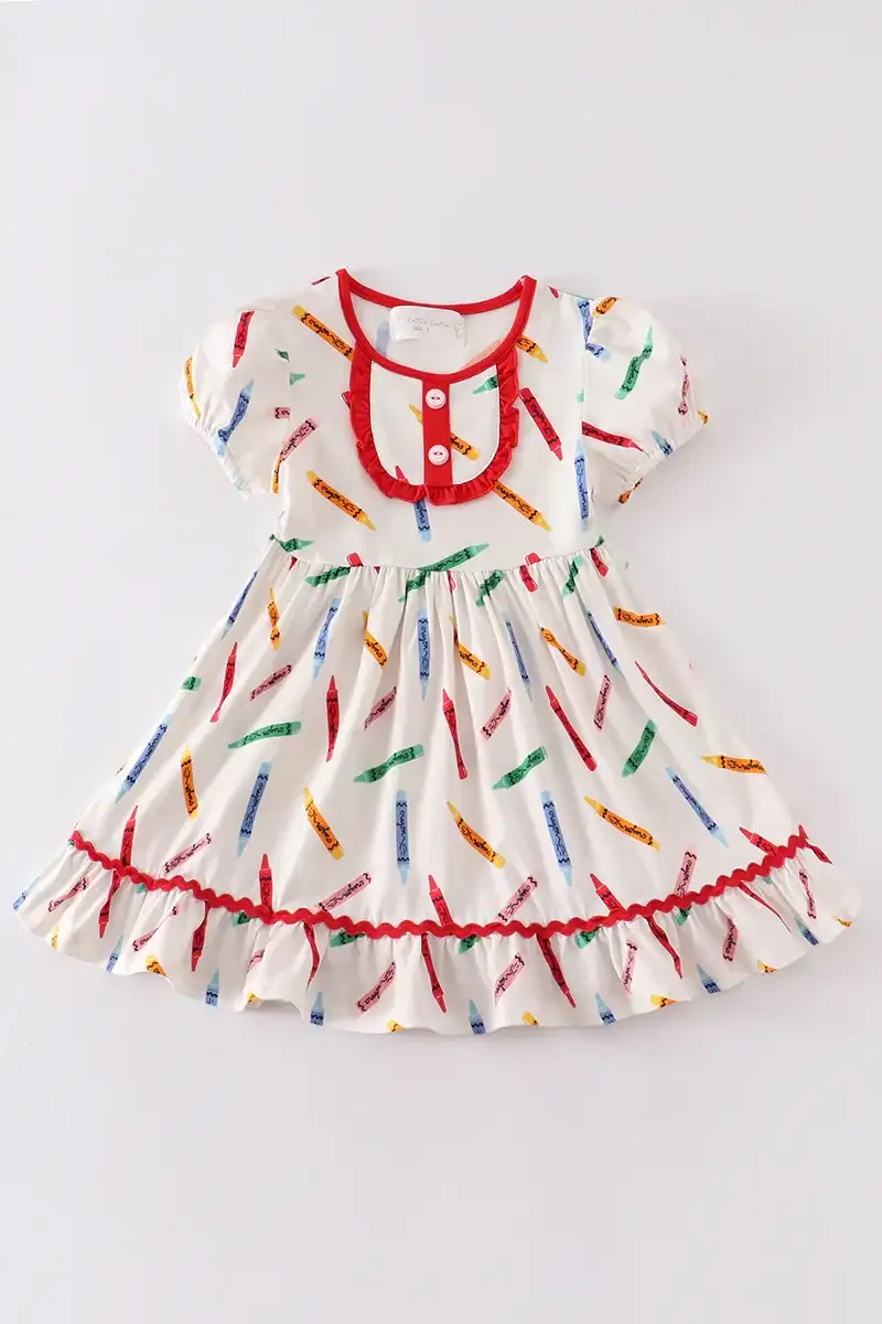 Image of Crayon print ruffle dress
