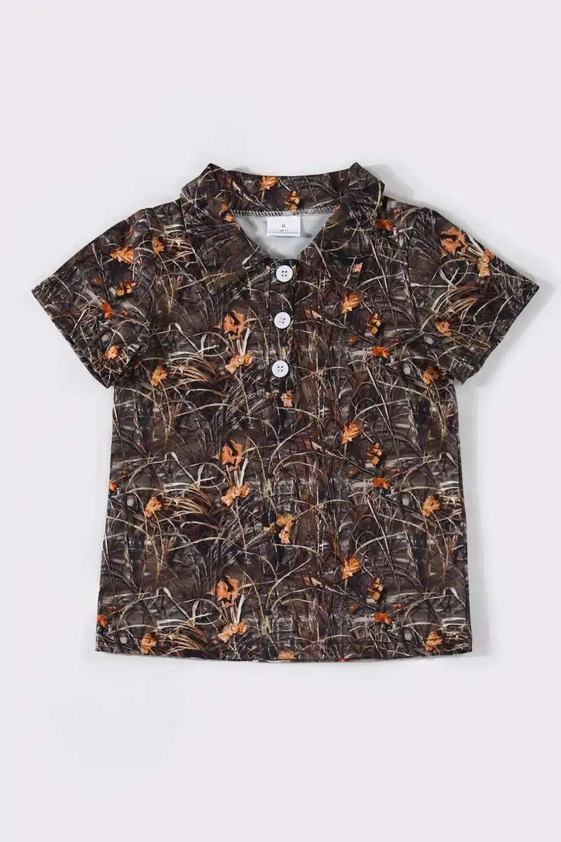 Image of Camouflage leaves button down shirt